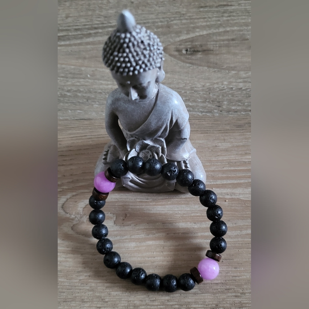 Purple Jade & Lava Stone Bracelet 💜